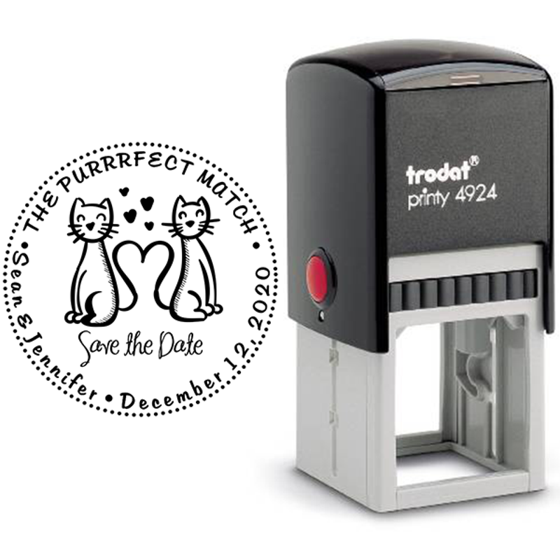The Purrrfect Match Hearts Save the Date Stamp Body and Design