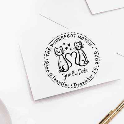 The Purrrfect Match Hearts Save the Date Stamp - alternate view