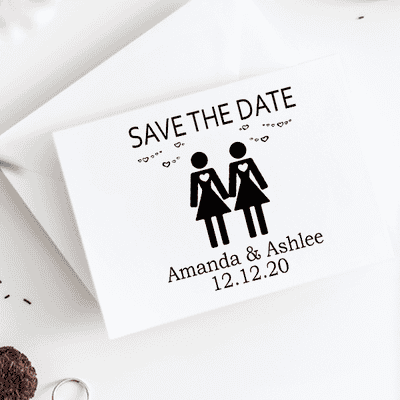 Lesbian Icon Save the Date Stamp - alternate view