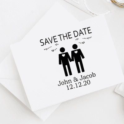 Gay Men Icon Save the Date Stamp - alternate view