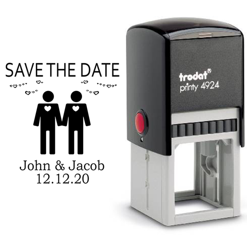 Gay Men Icon Save the Date Stamp Body and Design
