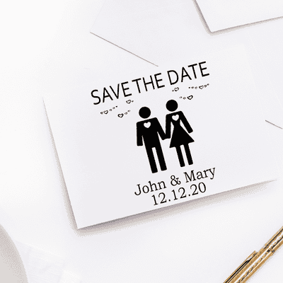 Couple Icon Save the Date Stamp - alternate view