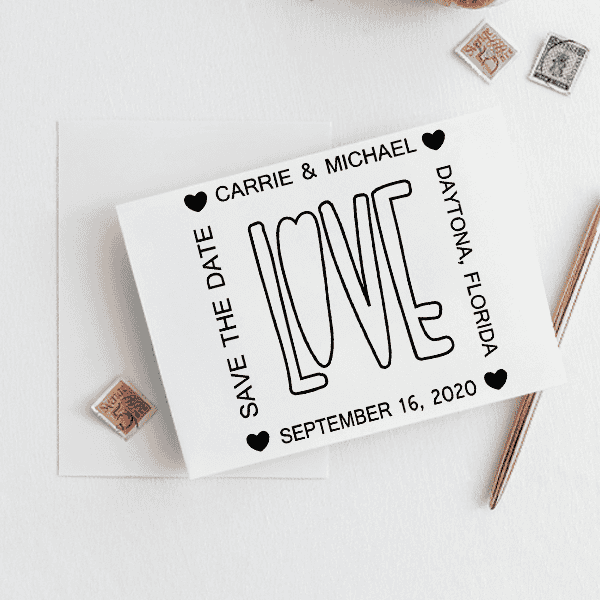 Love Save the Date Stamp Imprint Example