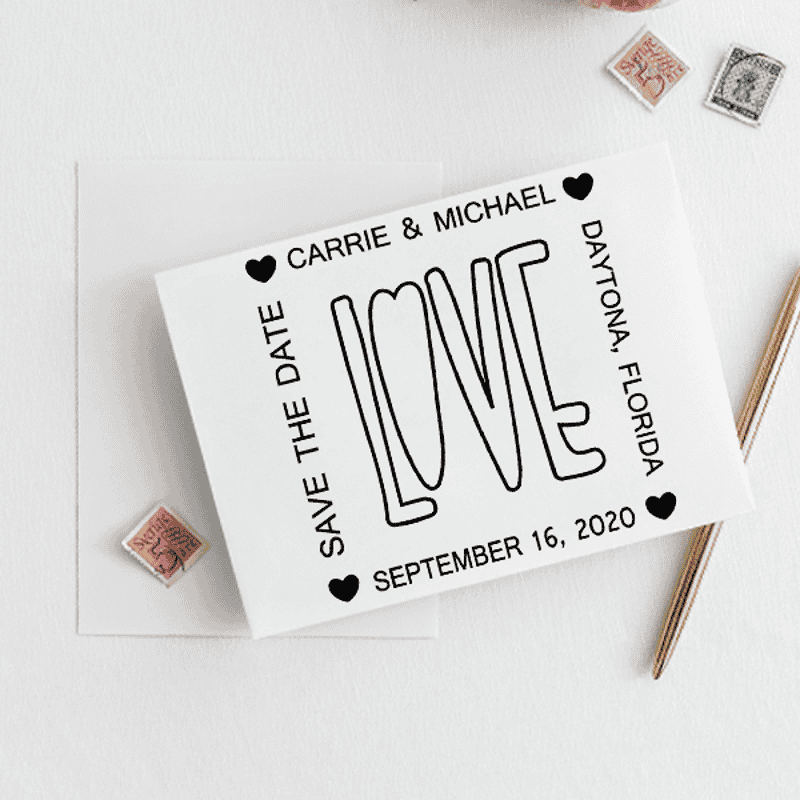 Love Save the Date Stamp Imprint Example