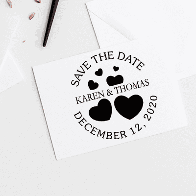 Hearts Save the Date Stamp - alternate view