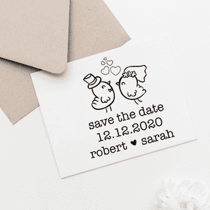 Couple Chicks Save the Date Stamp Imprint Example