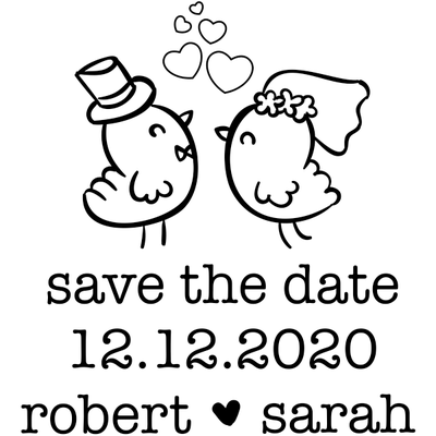 Couple Chicks Save the Date Stamp