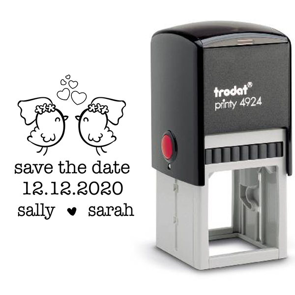 Lesbian Chicks Save the Date Stamp Body and Design