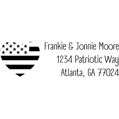 Return Address Patriotic Heart Flag Stamp