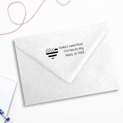 Patriotic Heart Flag Return Address Stamp - alternate view