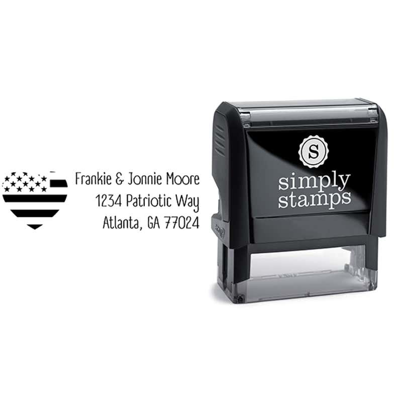 Return Address Patriotic Heart Flag Stamp Body and Design