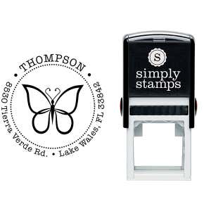 Elegant Butterfly Return Address Stamp Body and Design