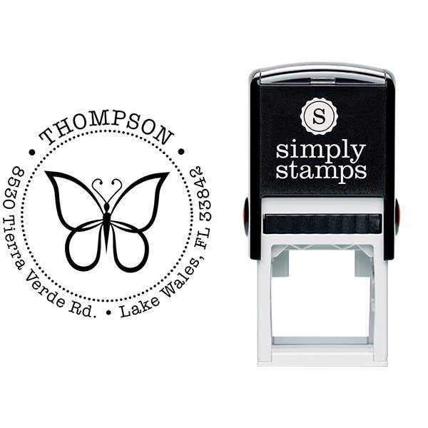 Elegant Butterfly Return Address Stamp Body and Design