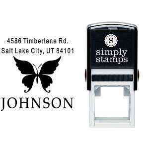 Short Swallowtail Butterfly Return Address Stamp Body and Design