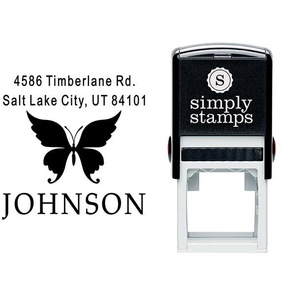 Short Swallowtail Butterfly Return Address Stamp Body and Design