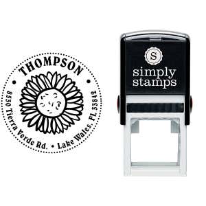 Sun Flower Thompson Address Stamp Body and Design
