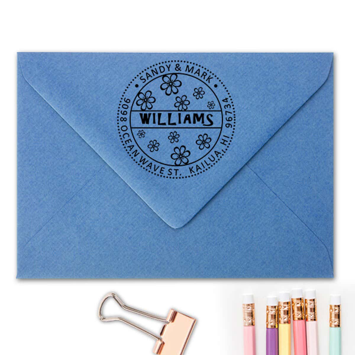 Hibiscus Flower Address Stamp Imprint Example