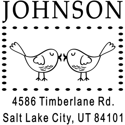 Kissing Love Birds Address Stamp
