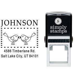 Kissing Love Birds Address Stamp Body and Design