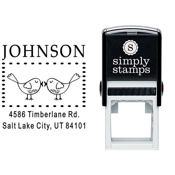 Kissing Love Birds Address Stamp Body and Design