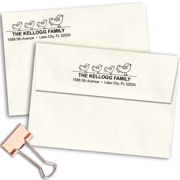 Bird Family Address Stamp Imprint Example