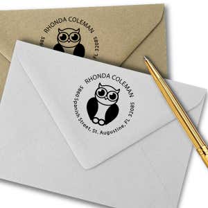 Big Eyed Owl Address Stamp Imprint Example