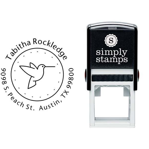 Hummingbird Dotted Border Address Stamp Body and Design
