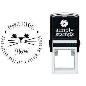 Meow Girl Cat Address Stamp Body and Design