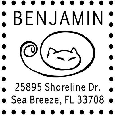Curly Tail Cat Address Stamp