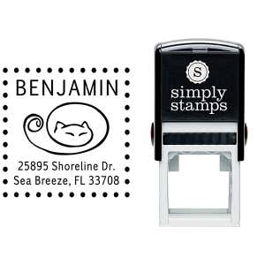 Curly Tail Cat Address Stamp Body and Imprint