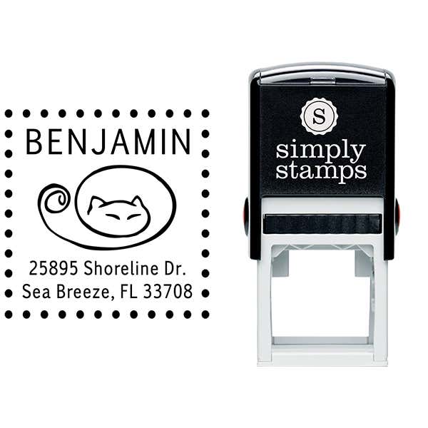 Curly Tail Cat Address Stamp Body and Imprint