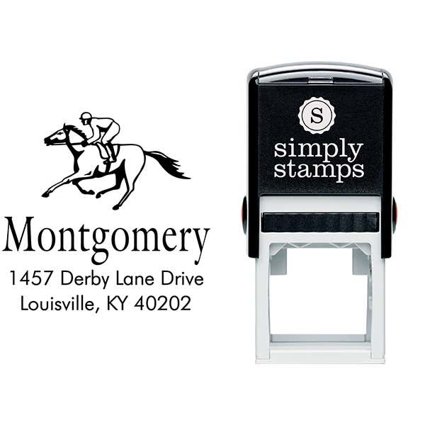 Jockey Horse Square Address Stamp Body and Design
