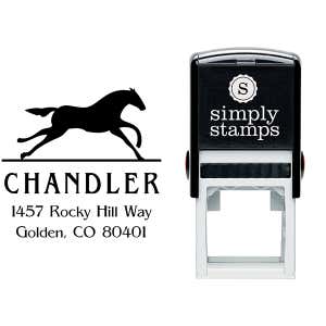 Running Horse Square Address Stamp Body and Design