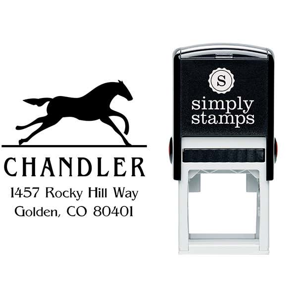Running Horse Square Address Stamp Body and Design