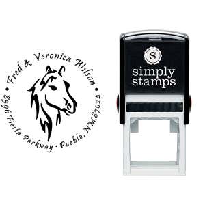 Beauty Horse Head Round Address Stamp Body and Design