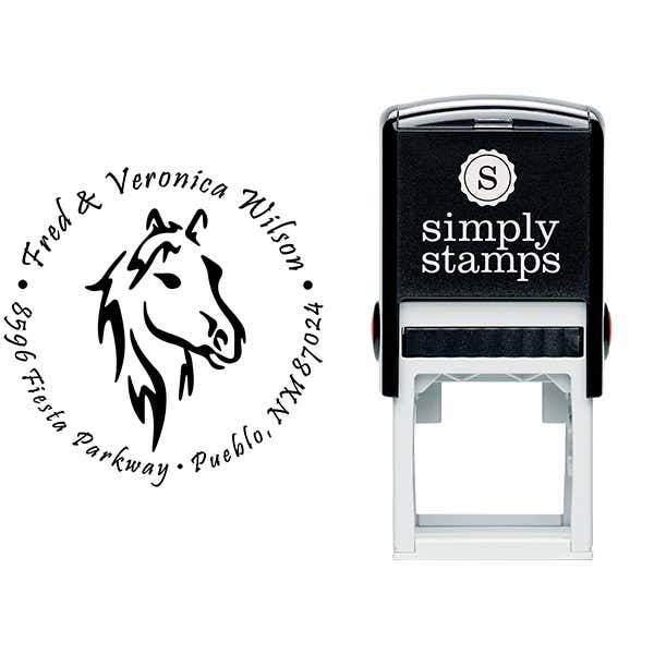 Beauty Horse Head Round Address Stamp Body and Design