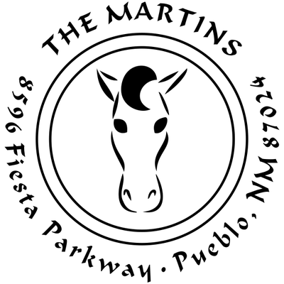 Curly Mane Horse Head Address Stamp