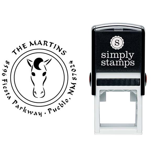 Curly Mane Horse Head Address Stamp Body and Design