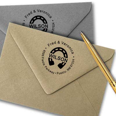 Horseshoe Last Name Address Stamp - alternate view