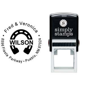 Horseshoe Last Name Address Stamp Body and Design