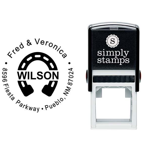 Horseshoe Last Name Address Stamp Body and Design