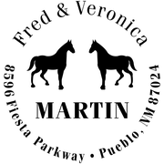 Double Horse Last Name Address Stamp
