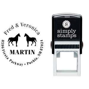 Double Horse Last Name Address Stamp Body and Design
