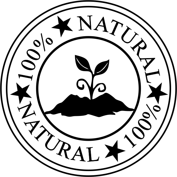100% Natural Round Rubber Stamp Imprint Example
