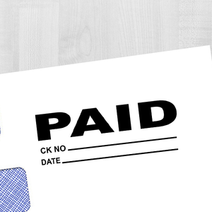PAID plus Info Stock Stamp