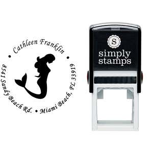 Round Mermaid Address Stamp Body and Design