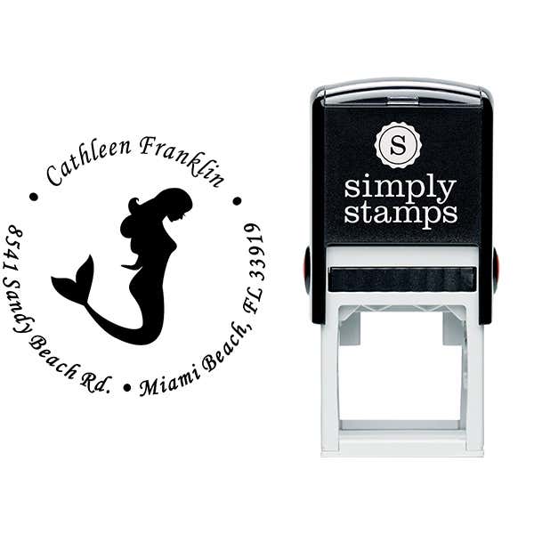 Round Mermaid Address Stamp Body and Design