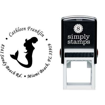 Round Mermaid Address Stamp - alternate view