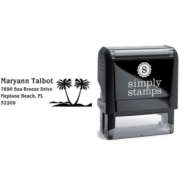Double Palm Tree Return Address Stamp Body and Design