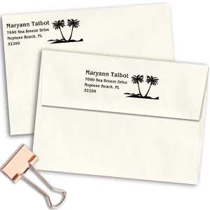 Double Palm Tree Return Address Stamp Imprint Example